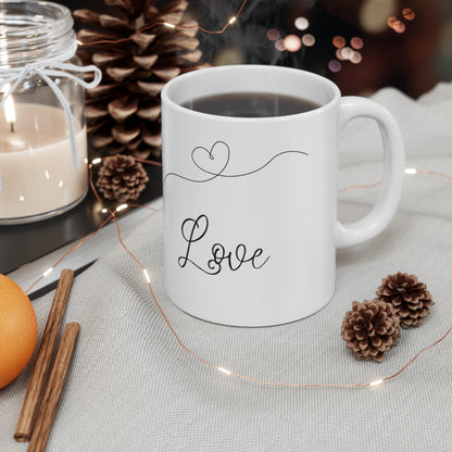 Heart Balloon Valentine's Day Mug - White Ceramic 11 oz