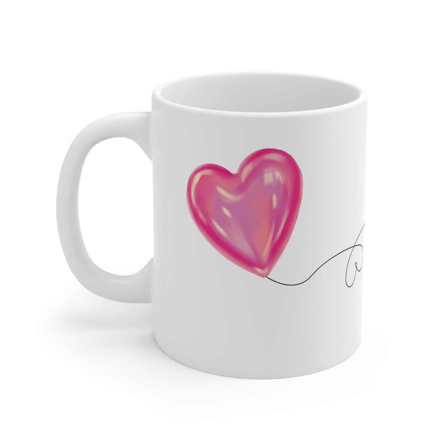 Heart Balloon Valentine's Day Mug - White Ceramic 11 oz