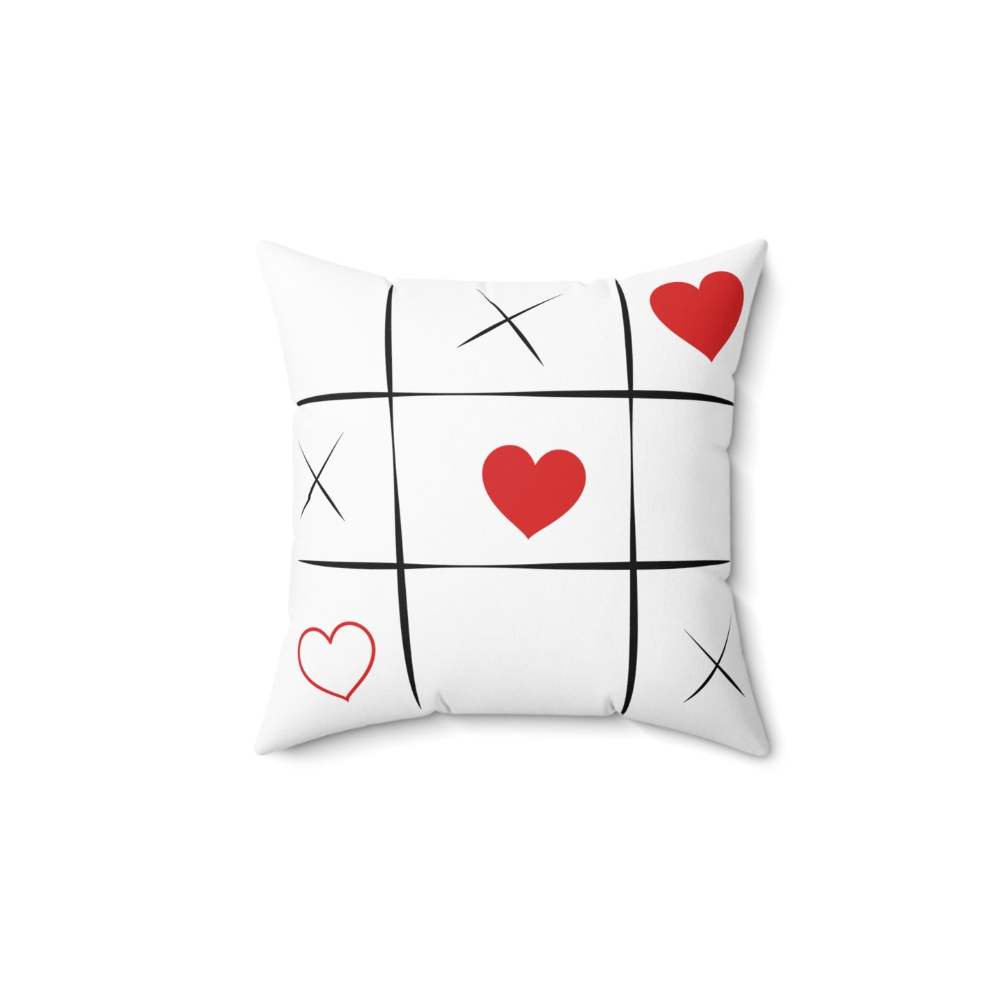 Valentine's Day Pillow 14" x 14" - Tic-tac-toe hearts