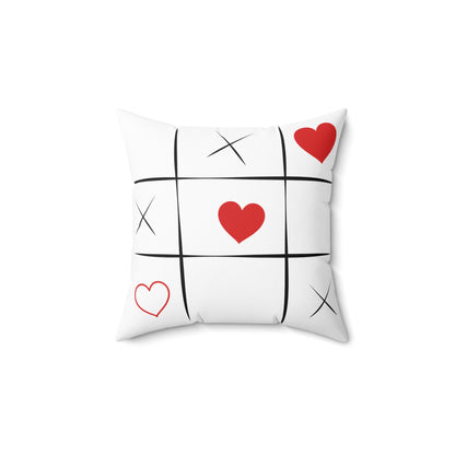 Valentine's Day Pillow 14" x 14" - Tic-tac-toe hearts