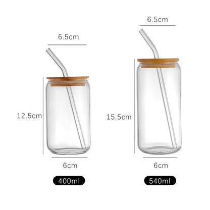 Glass Cup With Lid and Straw